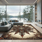 Ornate Amber Starburst Medallion Rug