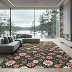 Pink Violet Cosmos Meadow Rug