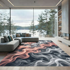 Coral White Smoke Swirl Rug
