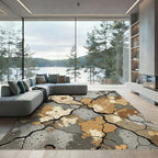 Cracked Earth Tones Abstract Rug