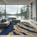 Midnight Golden Mountain Topographical Landscape Rug