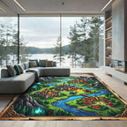 Epic Fantasy Kingdom Mountain Landscape Rug
