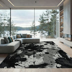 Monochrome Abstract Ink Splatter Art Rug