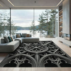Monochromatic Gothic Architectural Stone Medallion Rug