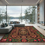 Ornate Pomegranate Dark Floral Arch Rug