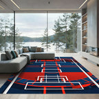 Bold Geometric Athletic Stadium Field Rug