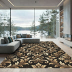 Ornate Gold Acanthus Leaf Scroll Rug