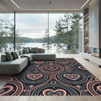 Blush Pink Hearts Geometric Medallion Rug