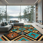 Earthy Southwestern Geometric Lightning Diamond Rug