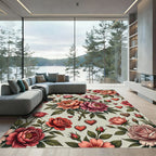 Romantic Rose and Heart Garland Rug