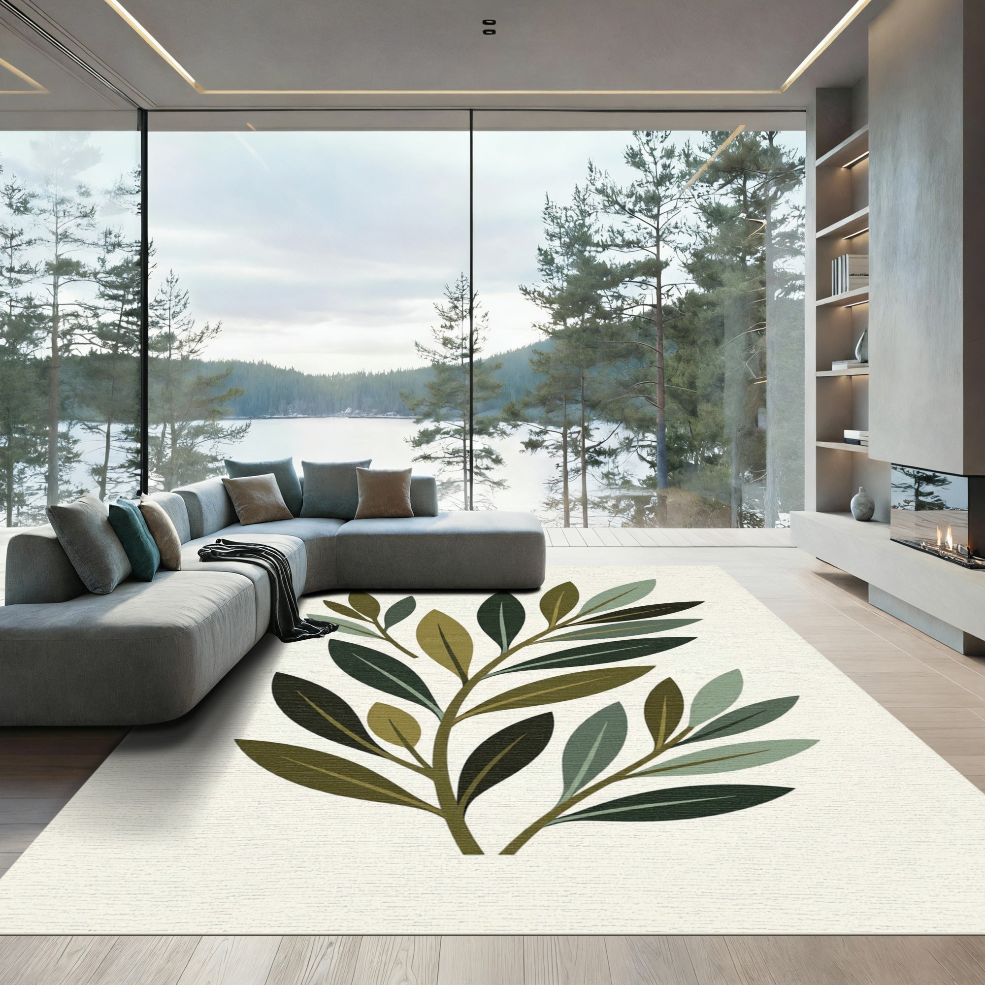 Olive Branch Botanical Composition Rug