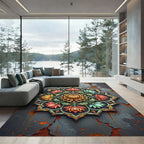 Vibrant Floral Mandala Earthy Tones Rug