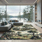 Pastoral Countryside Woman With Horse Scene Rug