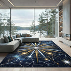 Celestial Gold and Silver Starburst Rug