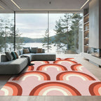 Retro Terracotta Rainbow Arch Boho Rug