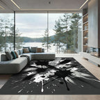 Monochrome Abstract Ink Splash Texture Rug
