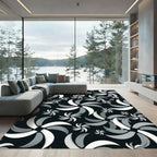Monochromatic Swirling Pinwheel Rug