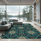 Midnight Teal Botanical Starry Paisley Rug