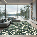 Verdant Green Leaf Vine Art Nouveau Rug