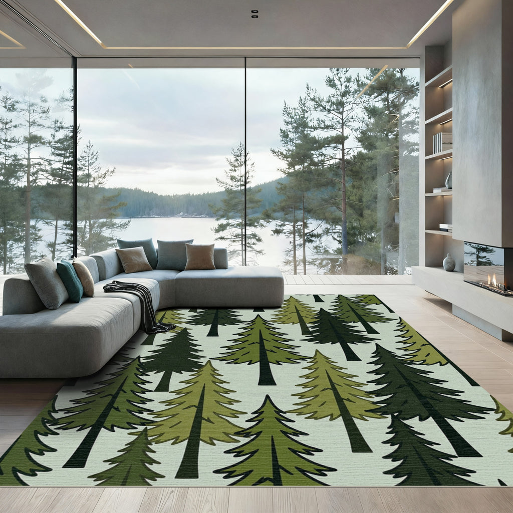 Evergreen Forest Trees Texture Rug