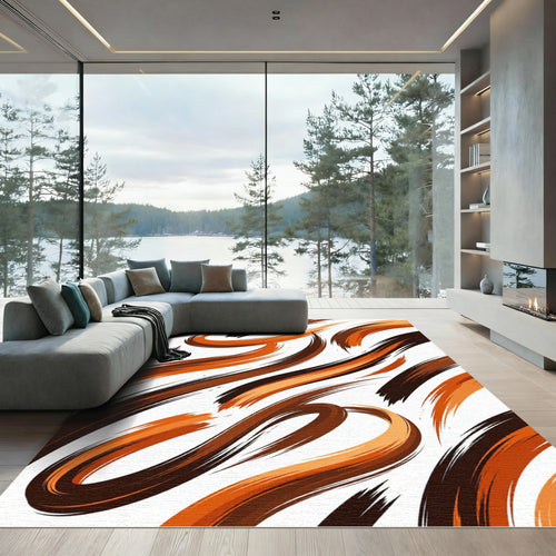 Abstract Earth Tone Copper Swirl Rug
