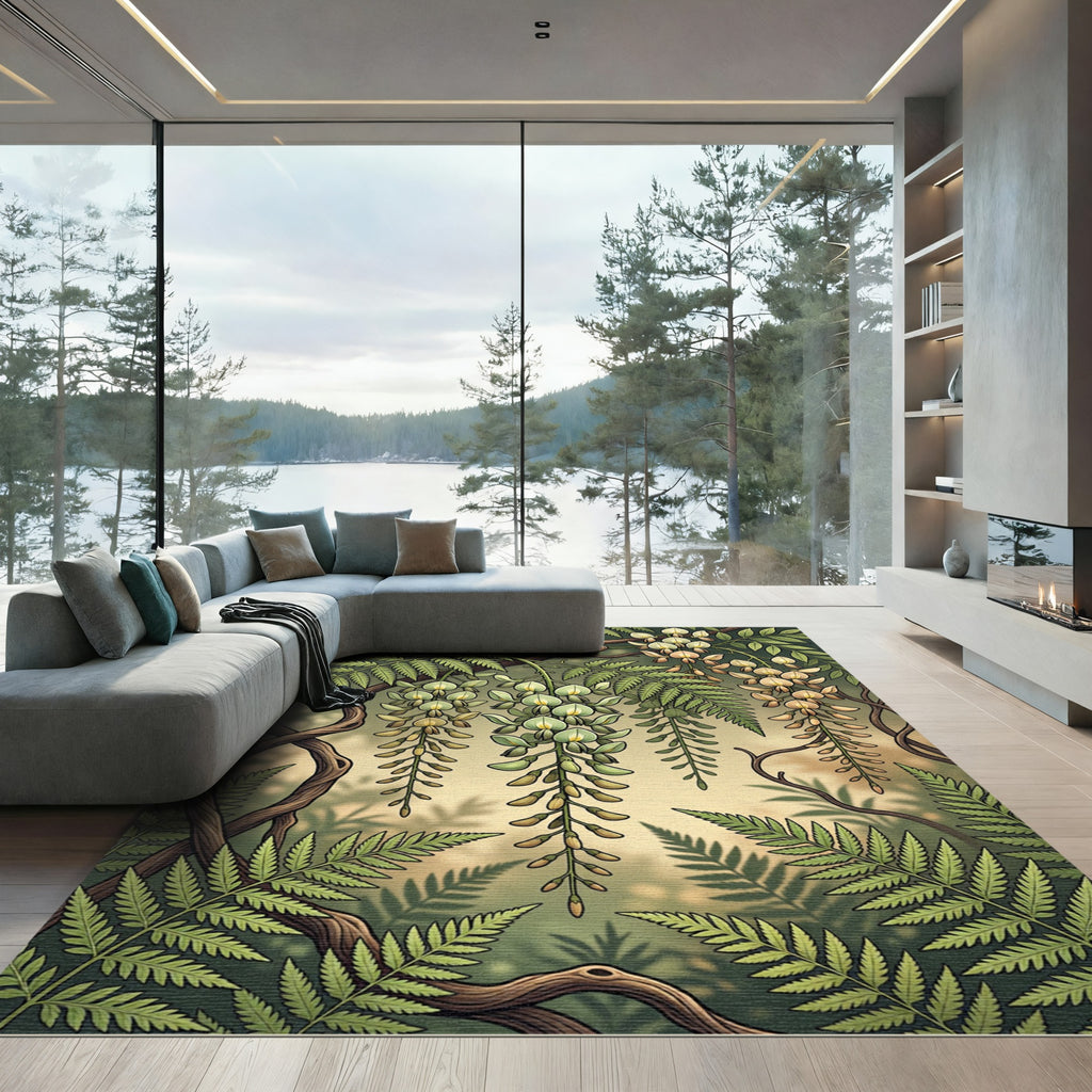 Botanical Sage Wisteria Fern Hanging Vine Rug