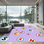 Whimsical Alphabet Circles Lavender Rug