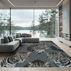 Chic Slate Gray Leopard Faces Rug