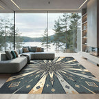Vintage Slate Geometric Starburst Compass Rug