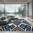 Deep Indigo Tribal Diamond Splatter Rug