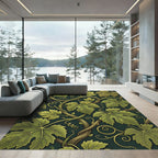Lush Green Botanical Grape Vine Art Rug