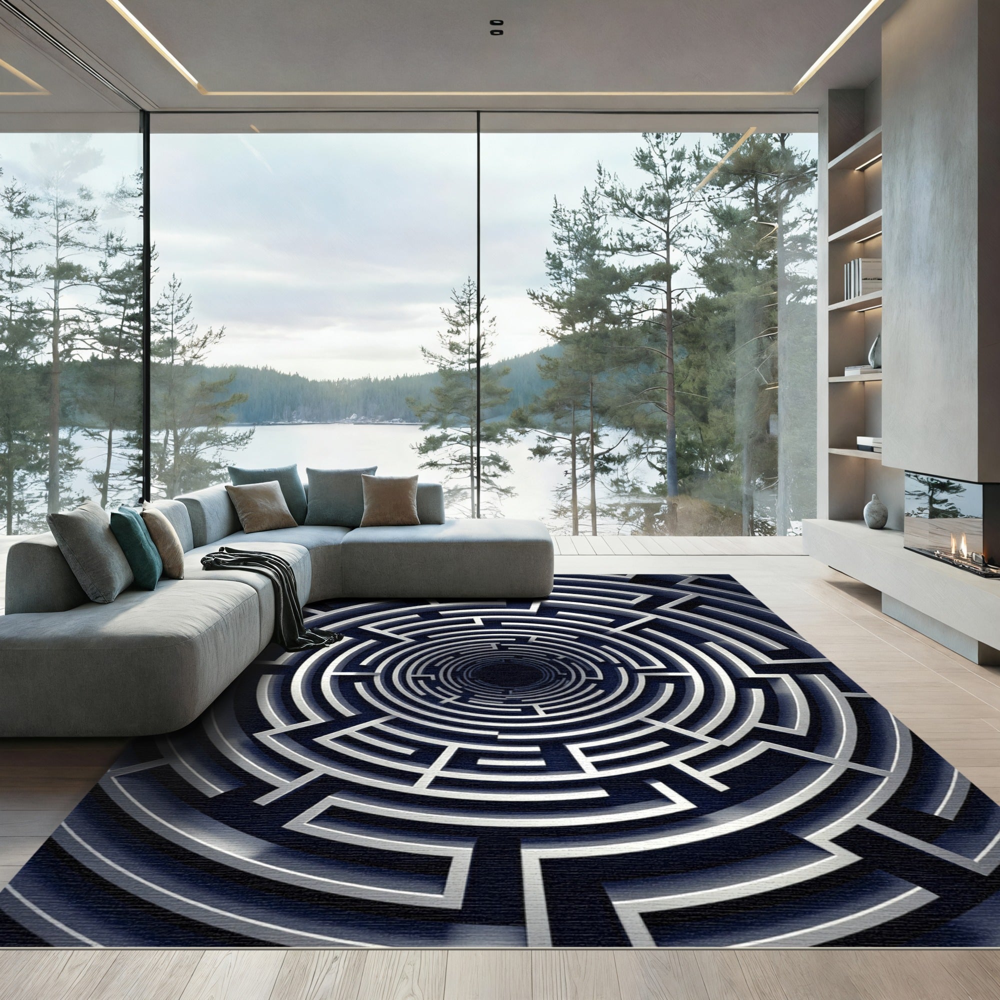 Monochromatic Circular Labyrinth Vortex Rug