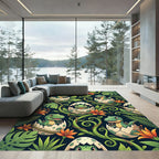 Cute Baby Dinosaur Tropical Jungle Rug