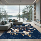 Midnight Blue Pagoda Blossom Branch Rug