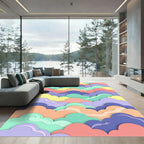 Vibrant Multicolored Cloud Shape Layered Art Rug