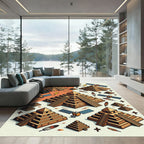 Geometric Aztec Satellite Pyramid Earthen Rug