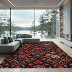 Rich Red Floral Damask Ornament Rug