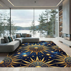 Celestial Golden Sun Navy Cosmic Rug