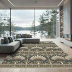 Rich Gold Vintage Fan Border Rug