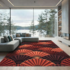 Art Deco Orange Fan Array Rug