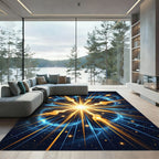 Cosmic Radiant Gold Burst Starry Sky Rug