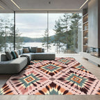 Rustic Peach Diamond Starburst Rug