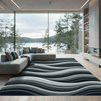 Monochromatic Gradient Wavy Lines Rug