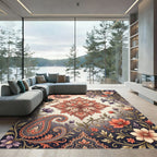 Ornate Red Coral Paisley Floral Rug