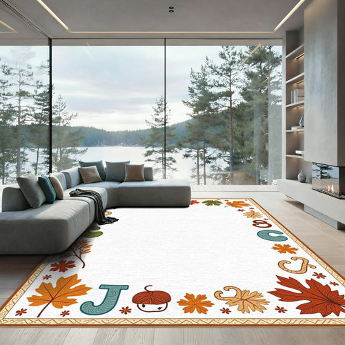 Autumn Leaves Alphabet Border with Acorn Rug