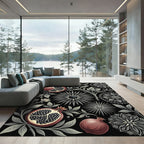 Rich Pomegranate Botanical Mandala Rug
