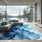 Deep Blue Indigo Ethereal Ink Swirl Rug