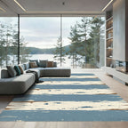 Distressed Blue Cream Horizontal Stripe Rug