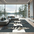 Striped Perch Fish Monochrome Art Rug