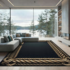 Braided Rope Border Rustic Texture Rug